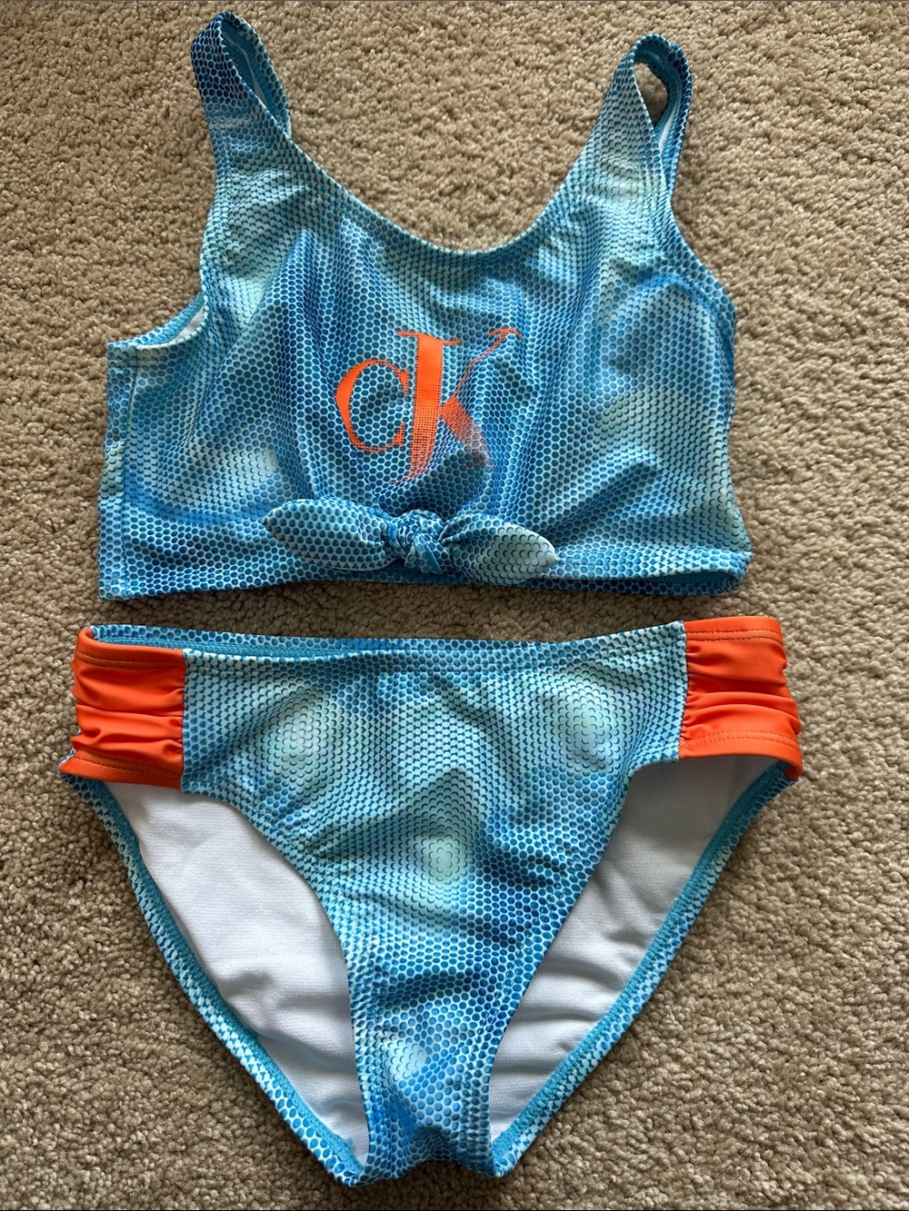 Calvin Klein Blue Swim Bikini with Orange Accents